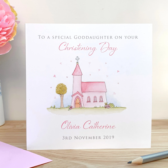 Personalised Christening Card  Daughter, Granddaughter, Goddaughter
